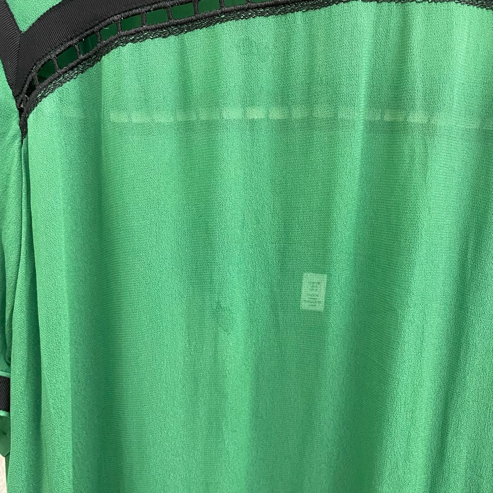 MIDI drop waist green dress with slip - Picture 4 of 6